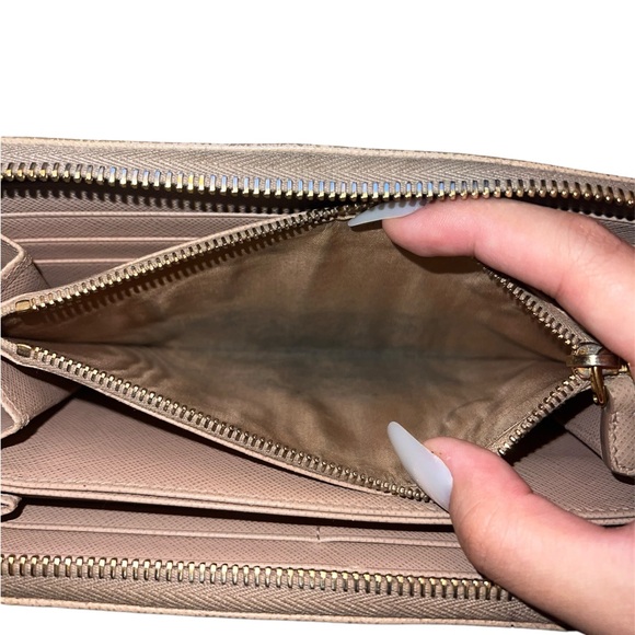 Prada Cipria Saffiano Triangle Long Zip Wallet - Picture 9 of 12